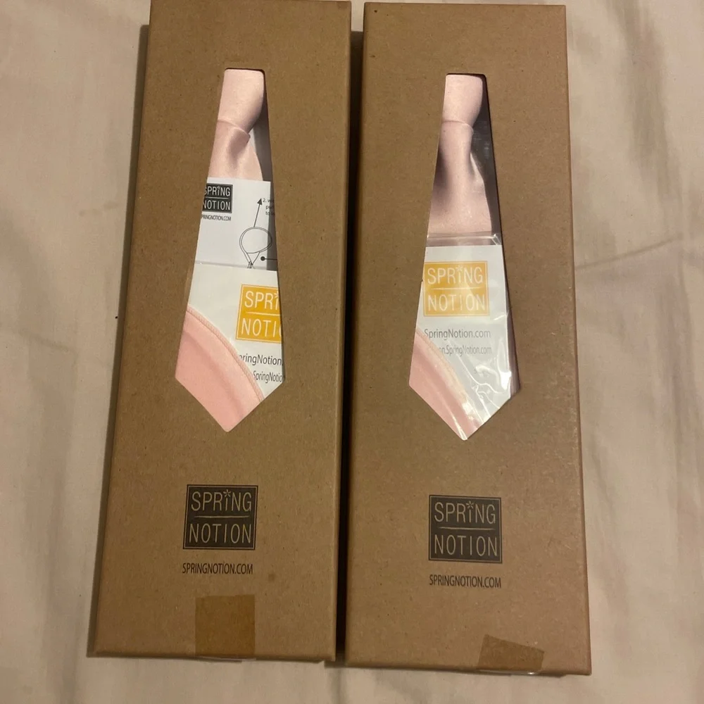 Spring Notion Boys' Satin Zipper Necktie & Handkerchief Set Large Blush Pink